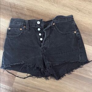 Levi's Black Jean Shorts High-Waisted Distressed